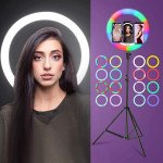 Wholesale Ring Light 14" RGB Ringlight 3 Cell Phone Holder 18 RGB Colors Dimmable LED Ring Light for Photography Shooting TIK Tok YouTube Video Recording Live Streaming Makeup (No Stand) (RGB)